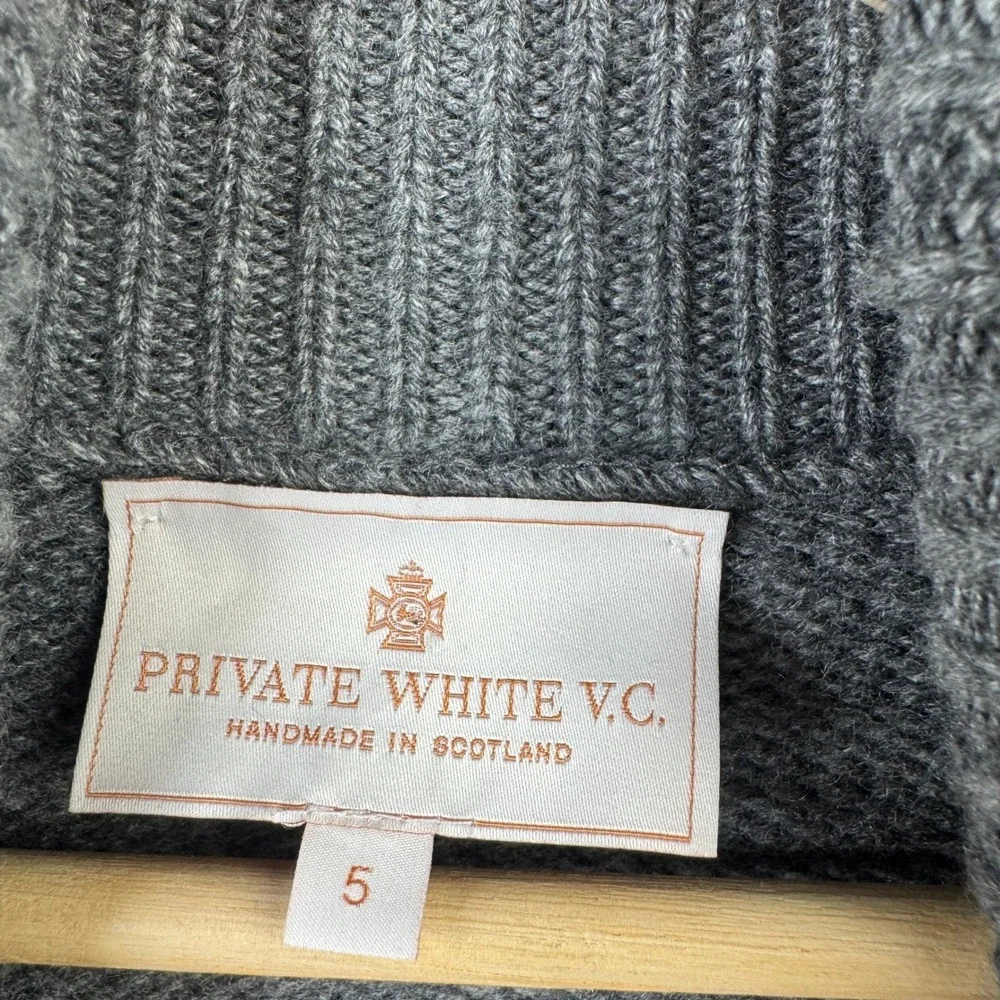 Private White VC Mens 100% Cashmere Turtleneck Sweater Gray Scotland Size 5